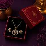Golden Tree of Life Pendant and Earring Set