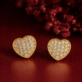 Golden Pave Heart Pendant and Earring Set