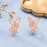 Pink Butterfly Cluster Pendant and Earring Set