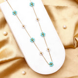 Turquoise Pearl Flower Necklace