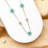 Turquoise Pearl Flower Necklace