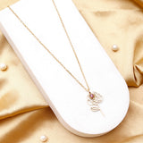 Pink Crystal Rose Cut-Out Pendant Necklace