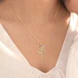 Pink Crystal Rose Cut-Out Pendant Necklace