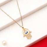 Hamsa Hand Evil Eye Pendant Necklace
