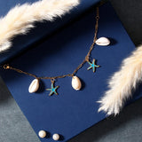 Turquoise Starfish Shell Charm Bracelet