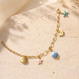 Multicolor Seashell Starfish Charm Bracelet