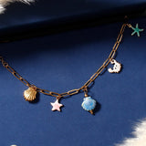Multicolor Seashell Starfish Charm Bracelet