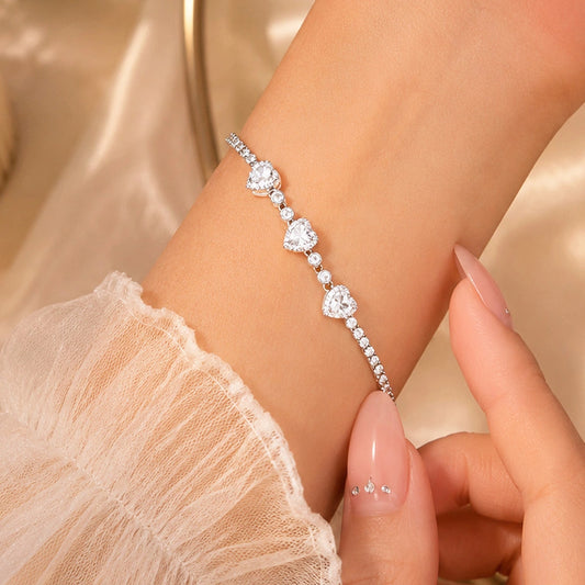 Heart Cubic Zirconia Tennis Bracelet | Stupid Cupid