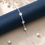 Blue Crystal Halo Tennis Bracelet