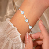 Blue Crystal Halo Tennis Bracelet