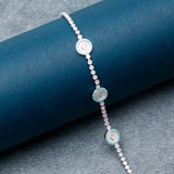Blue Crystal Halo Tennis Bracelet