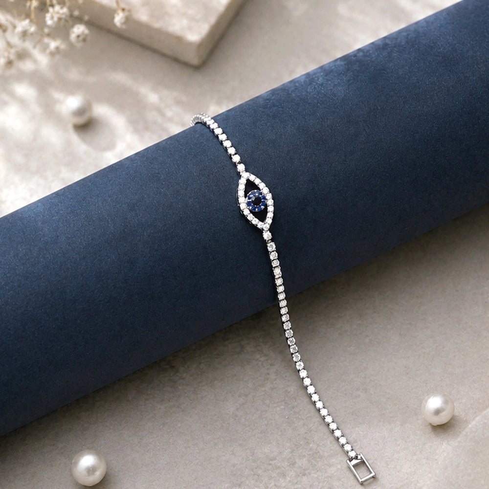 Blue Evil Eye Crystal Tennis Bracelet