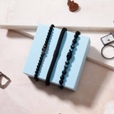 Black Beaded & Braided Bracelet Set