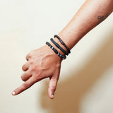 Black Beaded & Braided Bracelet Set