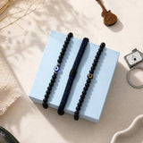 Black Beaded Evil Eye & Braided Bracelet Set