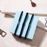 Black Beaded Evil Eye & Braided Bracelet Set