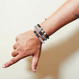 Frosted Beaded Cross & Chevron Braided Bracelet Set
