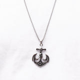 Silver-Tone Anchor Pendant & Beaded Chain Bracelet Set