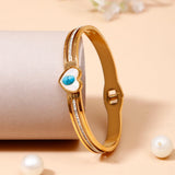 Turquoise Heart Gold-Tone Bangle Bracelet