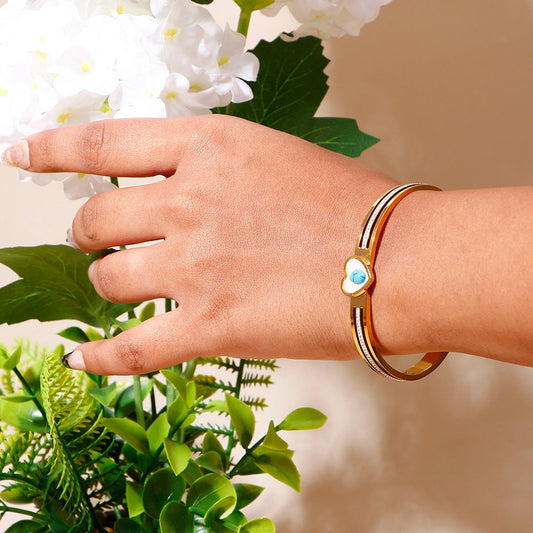 Turquoise Heart Gold-Tone Bangle Bracelet | Stupid Cupid