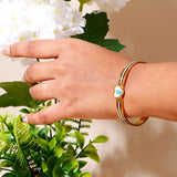 Turquoise Heart Gold-Tone Bangle Bracelet