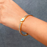 Turquoise Heart Gold-Tone Bangle Bracelet