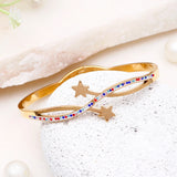 Multicolor Star Gold-Tone Bangle Bracelet
