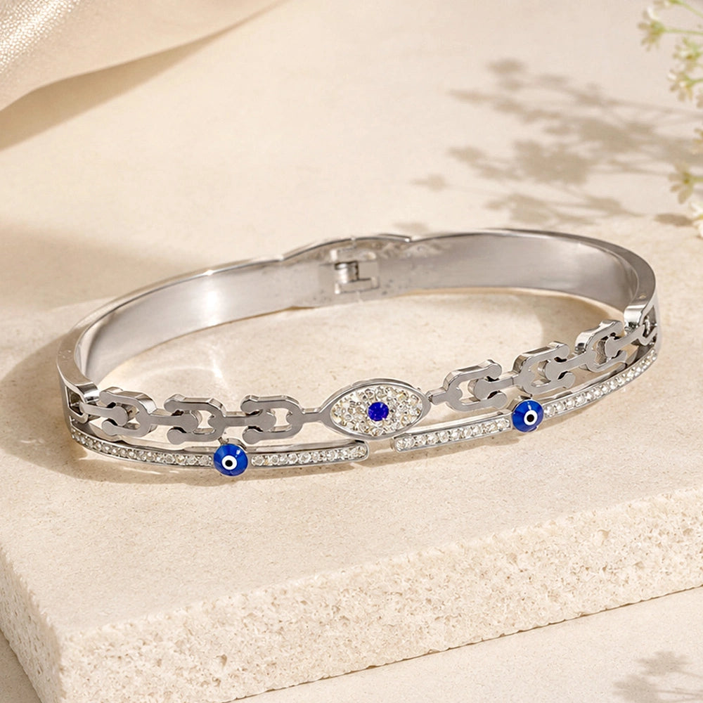 Evil Eye Chain-Link Bangle Bracelet