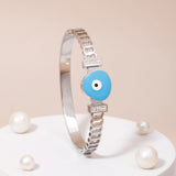 Blue Evil Eye Heart Bangle Bracelet