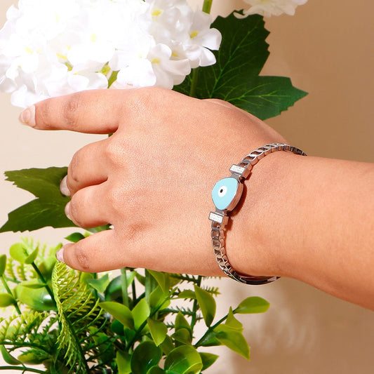 Blue Evil Eye Heart Bangle Bracelet | Stupid Cupid