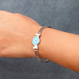Blue Evil Eye Heart Bangle Bracelet