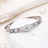 Pave Evil Eye Cut-Out Bangle Bracelet