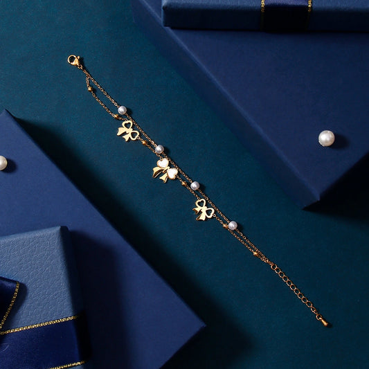 Bow and Pearl Charm Bracelet | Stupid Cupid