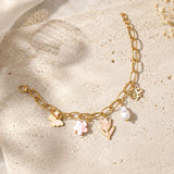 Floral Charm Bracelet with Pearl