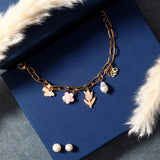 Floral Charm Bracelet with Pearl