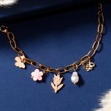 Floral Charm Bracelet with Pearl