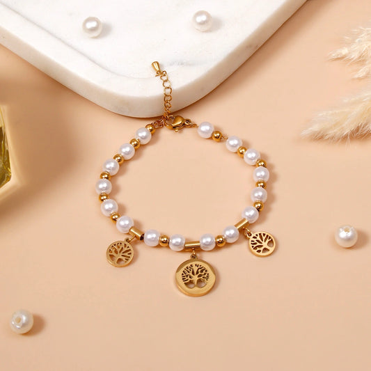 Pearl Tree of Life Charm Bracelet