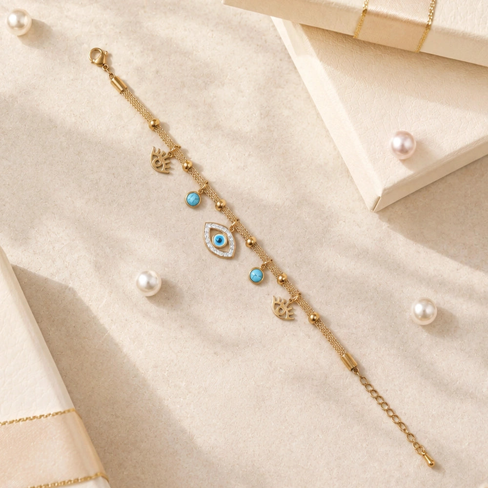 Turquoise Evil Eye Charm Bracelet
