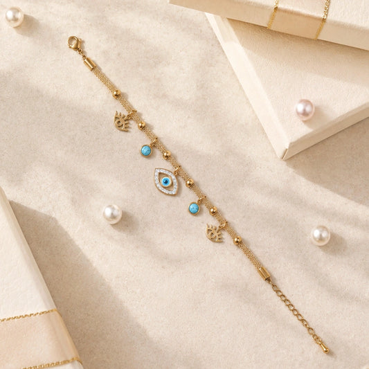 Turquoise Evil Eye Charm Bracelet