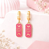 Pink Tarot Eye Rectangle Hoop Earrings