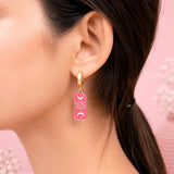 Pink Tarot Eye Rectangle Hoop Earrings