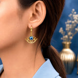 Golden Evil Eye Charm Hoop Earrings