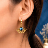 Golden Evil Eye Charm Hoop Earrings