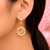 Golden Olive Branch Hoop Earrings