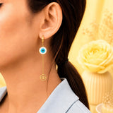 Blue Evil Eye Charm Dangle Earrings