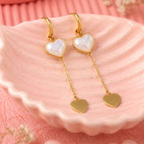 Opal Heart Chain Dangle Earrings