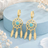 Turquoise Dreamcatcher Feather Hoop Earrings