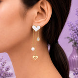 Pearl Heart Multi-Drop Stud Earrings