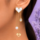 Pearl Heart Multi-Drop Stud Earrings