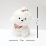 White Poodle Soft Toy in Floral Dress